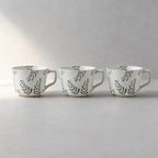 4 Pack Speckled Ceramic Coffee Mugs, 12oz Vintage Green Fern Leaf Large Tea Cups, Rustic Handmade Style Drinking Mugs for Coffee Tea Cocoa Milk, Dishwasher Microwave Safe, Housewarming Gift Set