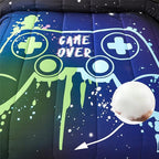 KAKKI Kids Gaming Bedding Sets Queen Size for Boys Teen, 5 Piece Bed in a Bag Gamer Comforter Set with Sheets, 3D Colorful Game Controller Comforter, All Season Soft Microfiber Bed Set(Blue,Queen)