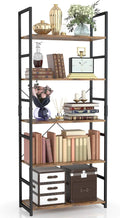 NUMENN 5 Tier Bookshelf, Tall Bookcase Shelf Storage Organizer, Modern Book shelf for Bedroom, Living Room and Home Office, Vintage