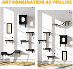 NUNU LAB Cat Wall Shelves, 10-in-1 Wall-Mounted Cat Furniture Set, Large Cat Climber Set with House, Bridge, Steps, Scratcher, DIY Playground, Shelves for Indoor Wall Furniture Set - Black