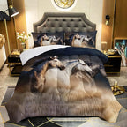 Horse Comforter King Size,Galloping Horse Comforter Set for Kids Teens Girls Boys,3Pcs Bedding Set Printed Comforter with 2 Pillowcases,Soft and Lightweight，King Size