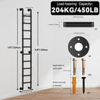 10 Rung Wall Mounted Ladder Heavy Duty 450lbs Capacity, 10FT Steel Pipe Fire Escape Ladder for Egress Window & Basement, Industrial Wall/Floor-Mounted Loft