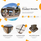 MELLCOM 12x20ft Hardtop Gazebo, Polycarbonate Double Roof Aluminum Gazebos, Outdoor Waterproof Pergola with Netting and Curtains for Backyard, Deck, Patio