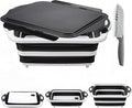 Collapsible BBQ Prep Tub with Lid, Foldable Camping Sink with Colander, Cutting Board, Dish Basin for Kitchen, Bowl, Vegetable and Fruit, Storage Basket for Picnic-Black