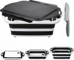 Collapsible BBQ Prep Tub with Lid, Foldable Camping Sink with Colander, Cutting Board, Dish Basin for Kitchen, Bowl, Vegetable and Fruit, Storage Basket for Picnic-Black