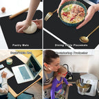 2 Pack Extra Large Silicone Mats for Baking Crafts, Multipurpose Kids Dinner Placemat Desk Countertop Waterproof Protector Heat Insulation Kitchen Pastry Rolling Dough Pad, Black, 23.6 x15.75 Inch