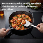 Cast Iron Skillet Set 10 Inch Pre-Seasoned Frying Pan with Burger Press | 8 Inch Grooved Smash Burger Press for Bacon, Heavy Duty Grill Pan for Gas Stove, Oven, BBQ and Campfire