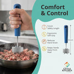 Stainless Steel Meat Chopper & Masher, 6-Blade, Soft Grip, Dishwasher Safe