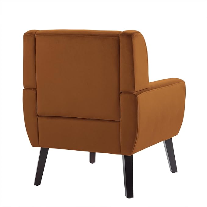 UIXE Accent Chairs Set of 2, Velvet Upholstered Armchair for Living Room, Modern Club Arm Chairs Comfy Single Sofa Button Tufted Bedroom Reading Seat - Orange