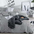 White and Black Stripes Comforter Set Cal King Women Bedding Set Soft Durable White Striated Bedding Set Black Stripes Cal King Quilts Hotel Quality Comforter Girls White Black Stripes Bed Set