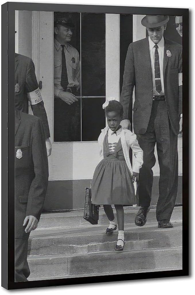 Young Black Girl Protesting, Ruby Bridges, Civil Rights Movement, Vintage Feminism Poster Canvas Poster Wall Art Decor Print Picture Paintings for Living Room Bedroom Decoration Black Frame 16x24in(40