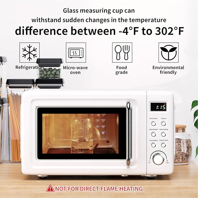 77L Glass Measuring Cup, [Insulated handle, V-Shaped Spout], High Borosilicate Glass Measuring Cup for Kitchen or Restaurant, Easy To Read, 1000 ML (1 Liter, 4 Cup)