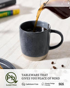 famiware Coffee Mugs Set of 8, Milkyway 13 oz Mug Set, Ceramic Cup Set with Handle for Coffee, Tea, Cocoa, Milk, Matte Dark Charcoal