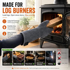 OZERO Welding Gloves: Upgraded Thicker 932°F Heat Resistant, Gray, 14 Inch | 1.2 mm Split Cowhide, Reinforced Palm, Long Cuff, for MIG TIG Stick Forge BBQ Grill Fireplace Fire Pit Wood Stove Oven