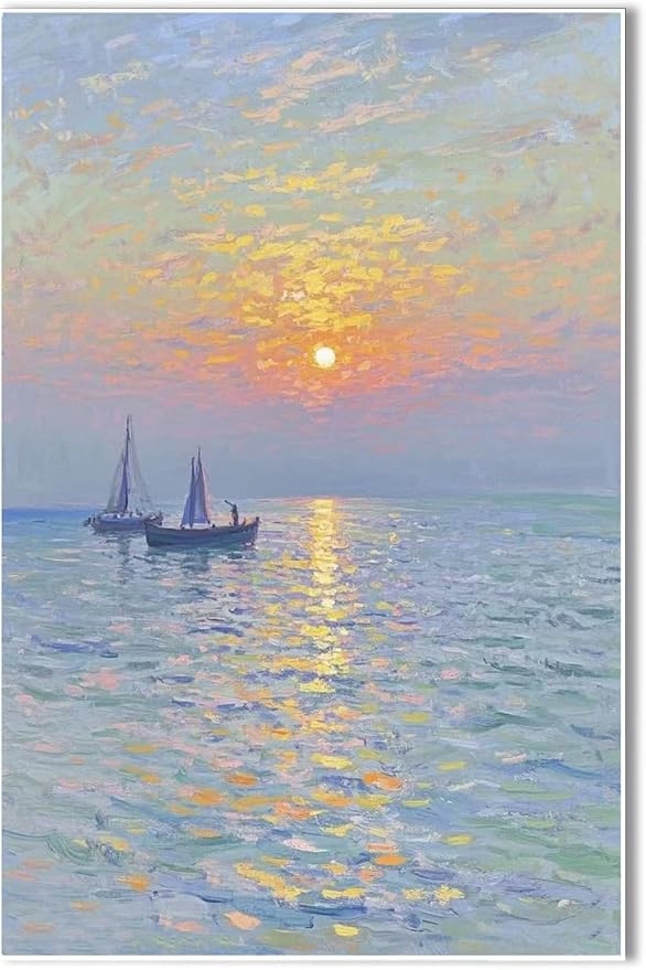 Coastal sailboat scenery poster art decor ocean nautical room decor beautiful sailboat seascape decor suitable for beach villa