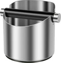 4.3Inch Coffee Knock Box, Stainless Steel Espresso Knock Box,Non Slip Beveled Coffee Ground Bin Large Espresso Dump Bin with Removable Knock Bar