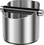 4.3Inch Coffee Knock Box, Stainless Steel Espresso Knock Box,Non Slip Beveled Coffee Ground Bin Large Espresso Dump Bin with Removable Knock Bar
