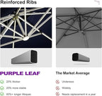 PURPLE LEAF 10' X 10' Solar Powered LED Patio Large Umbrella Offset Double Top Hanging Umbrella Outdoor Market Umbrella for Garden, Spectrum Indigo
