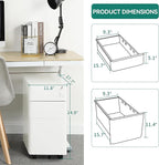 YITAHOME 3-Drawer Metal Filing Drawers with Keys, Compact Slim Portable File Pre-Built Office Storage Cabinet for A4/Letter/Legal (White)
