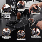 9 Pcs Espresso Knock Box Kit 23.6" x 15.8" Large Silicone Coffee Mat Espresso Tamping Mat with Coffee Station Organizer Removable Rod Coasters Under Machine Accessories Set for Home Barista