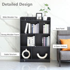 Book Shelf with Back Panel Stability 6 Cube Bookcase Multifunctional Cube Storage Organizer for Bedroom Living Room Office Closet School in Black with 31.49''W