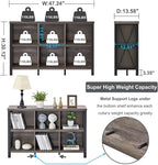 FATORRI Rustic 6 Cube Storage Organizer with Shelf, Wood and Metal Cubby Bookcase, Industrial Horizontal Bookshelf (Walnut Brown, 47 Inch)