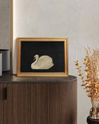 HUARCEY Gold Framed Vintage Wall Art for Living Room, Grace Swan Art Painting Pictures Rustic Animal Bathroom Prints Farmhouse Wall Decor Canvas Swan Shelf Decor for Kitchen Bedroom (Zwaan 12"x16")