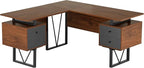NicBex Laik-DW-00045-DX Desks, 59" W x 57.75" D x 30" H, Walnut