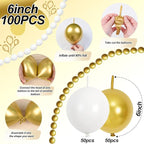 White and Gold Quick Link Balloons, 100PCS 6 Inch Small Baby Pink Linking Balloons for Making Balloon Wall Heart Arch Tails Balloon for Girls Wedding Birthday Baby Shower Engagement Party Decorations