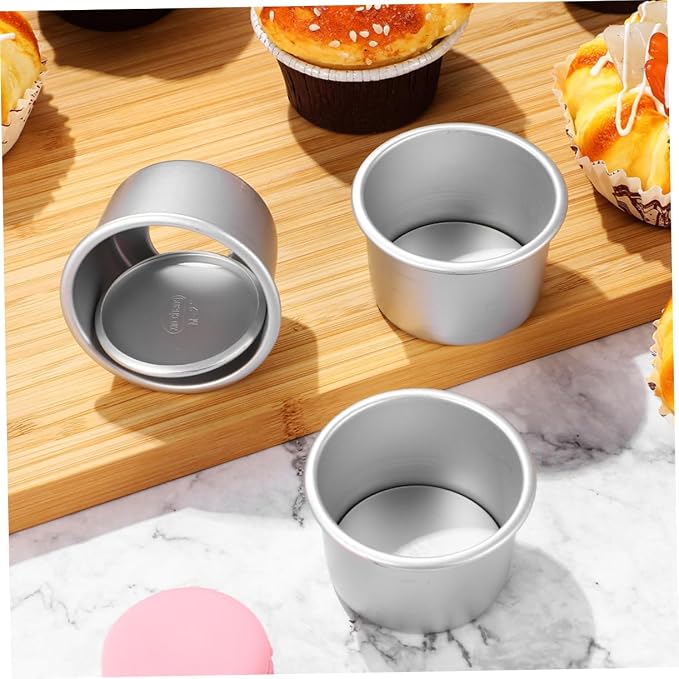 SECFOU 5-Piece Removable Bottom Round Cake Pan Set 2-Inch Aluminum Alloy Molds for Baking Non-Stick Metal Cake Pans for Cheese and Dessert for Home Bakers
