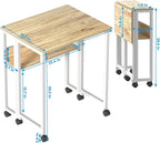 GreenForest Folding Desk Small Rolling Desk with Storage Shelf,31.5 inch Foldable Computer Desk with Wheels for Small Space,Easy Assembly,Oak