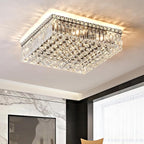 12-Lights Black Crystal Flush Mount Ceiling Light Fixtures,Elegant Crystal Chandelier Pendant Ceiling Lamp for Bedroom,Living Room,Dining Room,Hallway H5.9 x W20 x L20 (Bulb Not Included)Square
