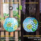 VCUTEKA Solar Lanterns Outdoor Waterproof - Hanging Solar Lights Garden LED Lanterns Mosaic Glass Design for Landscape Patio Yard Garden Pathway Decoration