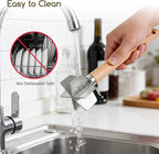 Meat Masher Stainless Steel Meat Chopper, 6-Blade Ground Beef Chopper Tool with 11" Wooden Handle for Hamburger,Turkey & Potato Masher (L, Wood Handle-1pc)