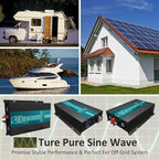 WZRELB 3000W 48V 120V Pure Sine Wave Power Inverter Remote Control with 2 AC Outlets,Car Inverter (RBPRC-300048)