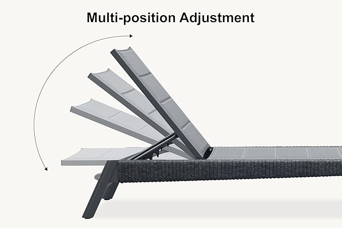 PURPLE LEAF Outdoor Chair Chaise Lounge Sun Lounges Aluminum Poolside Adjustable Reclining Patio Set of 2 Moon Basalt