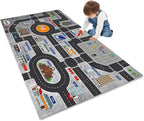 Kids Rug Play Mat Great for Playing with Cars and Toys,Educational Kid Road and Traffic City Life Carpet,Children Baby Fun Throw Rug for Bedroom Play Room,31X63Inch/80X160CM