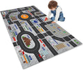 Kids Rug Play Mat Great for Playing with Cars and Toys,Educational Kid Road and Traffic City Life Carpet,Children Baby Fun Throw Rug for Bedroom Play Room,63X91Inch/160X230CM