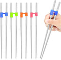 5 Pairs Reusable Chopsticks Helpers Training Chopstick for Beginner Replaceable Practice Chopsticks Non-slip Training Chopstick for Adults Learner(Stainless Steel,Silver)