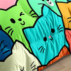 Cat Twin Comforter Set for Bedroom - 2Pcs Lovely Kitten Print Twin Bedding Set Cute Cat Patterns for Girls Boys Kids Warm Soft Breathable Cat Comforter with 1 Pillowcase for All Season, Twin Size