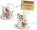 Maison d' Hermine Coffee Mug with Handles Tea Cups (15 Ounce, Pack of 2) | Fine Bone China Coffee Mugs for Hot Beverages Cappuccino Latte Home Restaurant Hotel Spring Summer -Whitish Shabby Chique