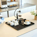 Caketime 2 In 1 Silicone Coffee Bar Mat Accessories for Ninja Coffee Maker with Detachable Dish Drying Rug Kitchen Countertop Under Sink Drainer Appliances New Home Decor 16"x16" Black