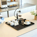 Caketime 2 In 1 Silicone Coffee Bar Mat Accessories for Ninja Coffee Maker with Detachable Dish Drying Rug Kitchen Countertop Under Sink Drainer Appliances New Home Decor 16"x16" Black