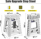 Delxo 16 Inch Folding Step Stool, Heavy Duty Foldable Stool for Adults,Premium Portable Collapsible Plastic Step Stool,Non Slip Folding Stools for Kitchen Bathroom Bedroom Up to 400LBS,(Grey 1PC)