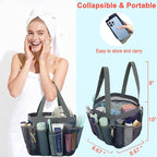 Fammart Mesh Shower Caddy Portable for College Dorm Room Essentials, Odorless Polyester Large Shower Tote Bag with Dual Handles, 8-Pocket Quick-Dry Toiletry Organizer for Travel, Beach, Camping, Gym