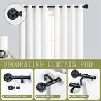Black Adjustable Curtain Rods for Windows:Farmhouse Heavy Duty Curtain Rod for Bedroom Living Room,Boho Decorative Rustic Drapery Rods with Vintage Coastal Finials,Matte Black 2 Pack 18-45"