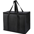 2 pack Additional Bottom Plate Black Insulated Grocery shopping bag , Delivery,pizza,reusable bags, Sturdy zipper,Collapsible,tote,cooler,thermal,Beach,waterproof heavy duty