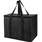 2 pack Additional Bottom Plate Black Insulated Grocery shopping bag , Delivery,pizza,reusable bags, Sturdy zipper,Collapsible,tote,cooler,thermal,Beach,waterproof heavy duty