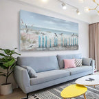 Big Wall Art for Living Room Extra Large Hand-painted Beach Oil Painting Ocean Sea Bird Seagull Canvas Artwork Framed Seascape Coastal Picture for Office Bedroom Decor 60 x 30 inch