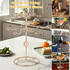 QPIX DIGITAL Wine Glass Rack 2 Tier 10 Holders Wine Glass Holder Stand, Elegant Rose Gold Cocktail Tree Stand Countertop Tabletop Stemware Rack for Home and Bar Storage,Easy Assembly